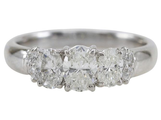 Autre Marque Ovaler Diamantring aus Pt900-Platin Silber - Ansicht 4
