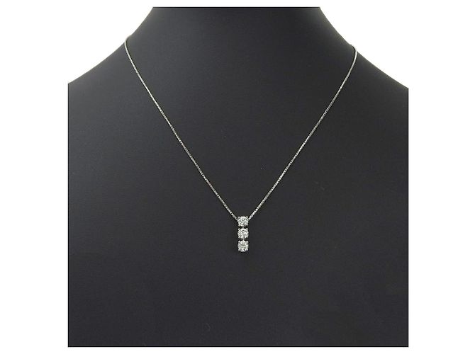 Autre Marque Platin-Diamant 3P-Halskette Silber - Ansicht 2
