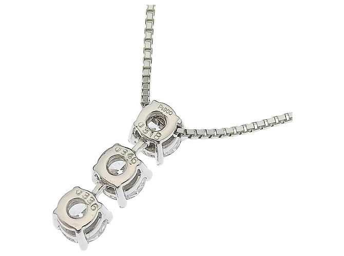 Autre Marque Platin-Diamant 3P-Halskette Silber - Ansicht 3