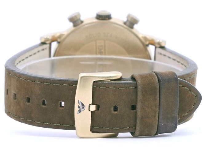 Emporio Armani AR-1818 Stainless Steel Leather Watch - view 5