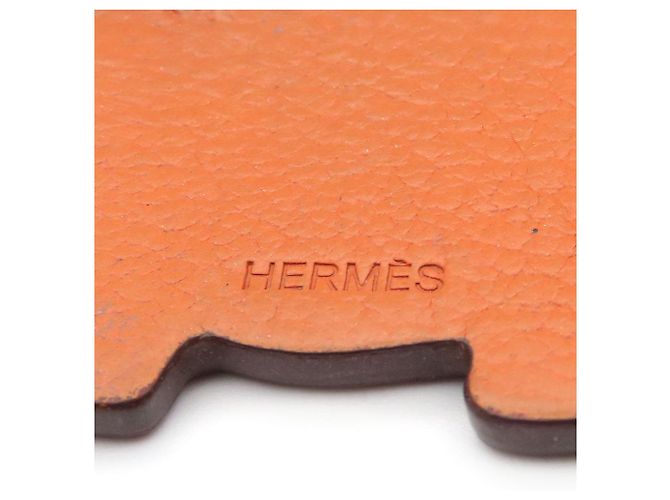 Ring Hermès Porte-clés en cuir Hermes Silver925 Hippo Orange - vue 2