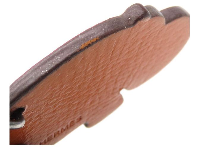 Ring Hermès Porte-clés en cuir Hermes Silver925 Hippo Orange - vue 3