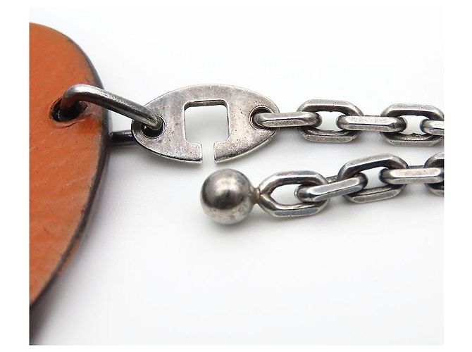 Ring Hermès Porte-clés en cuir Hermes Silver925 Hippo Orange - vue 5