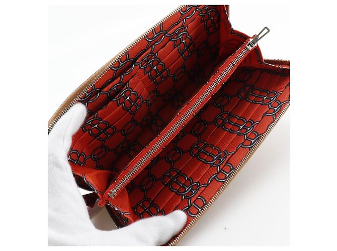 Cartera larga de seda Azap de Hermès en Epsom Castaño - vista 6