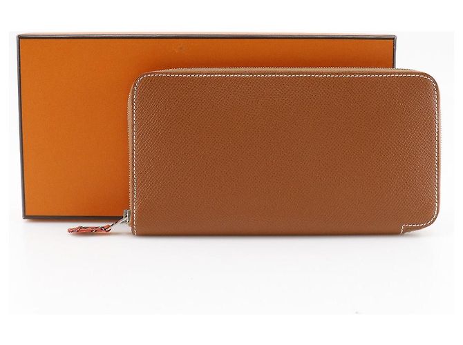 Cartera larga de seda Azap de Hermès en Epsom Castaño - vista 9