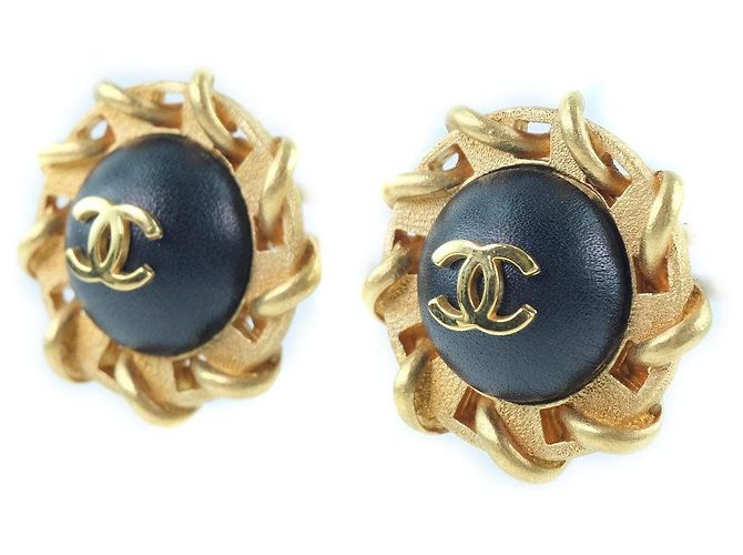 Orecchini in pelle placcati oro Chanel D'oro - vista 2