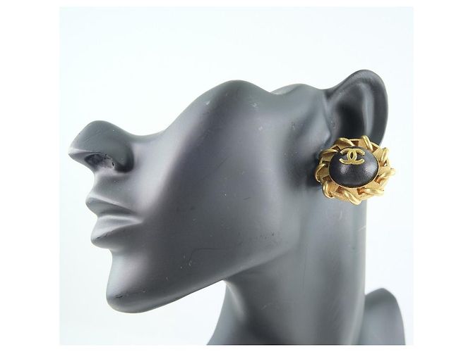 Orecchini in pelle placcati oro Chanel D'oro - vista 6