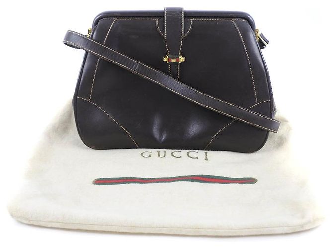 Gucci Vintage Leder Schultertasche Braun - Ansicht 12