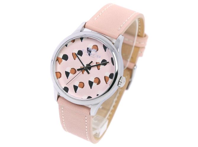 Relógio de quartzo em aço inoxidável e couro Coach Heart Rosa - vista 2