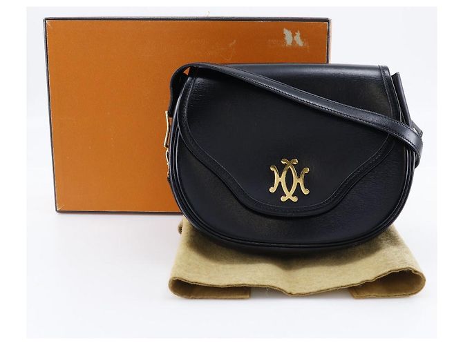 Hermès Hermes Double H Vintage Schultertasche Schwarz/Gold - Ansicht 3