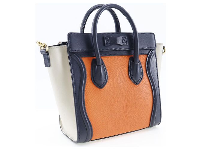 Céline Borsa a spalla Celine Luggage Nano Shopper arancione - vista 3