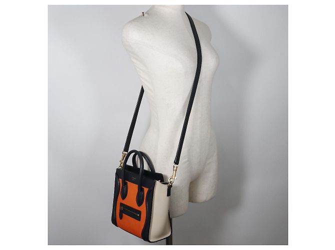 Céline Borsa a spalla Celine Luggage Nano Shopper arancione - vista 9