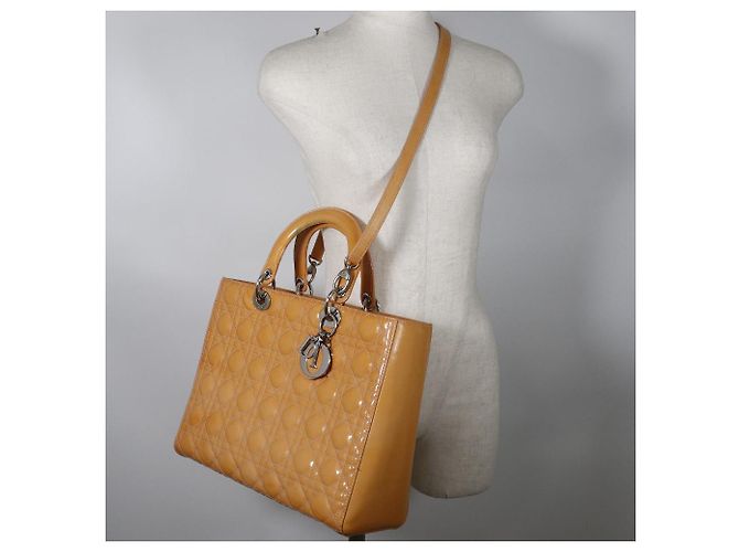Borsa a mano Lady Dior in pelle verniciata Arancione - vista 14