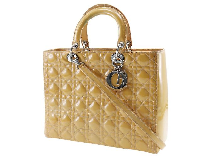 Borsa a mano Lady Dior in pelle verniciata Arancione - vista 2