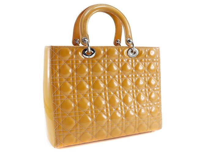 Borsa a mano Lady Dior in pelle verniciata Arancione - vista 3