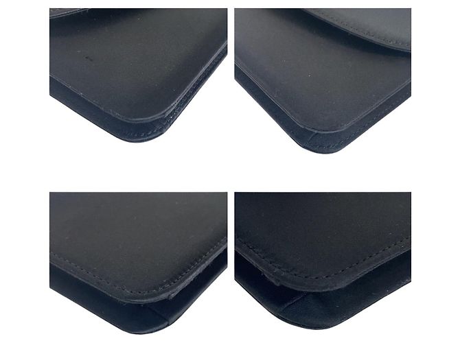 Céline Celine Vintage Triomphe Satin Schultertasche Schwarz - Ansicht 2