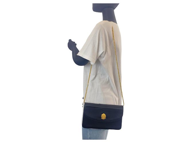 Céline Celine Vintage Triomphe Satin Schultertasche Schwarz - Ansicht 5