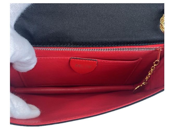 Céline Celine Vintage Triomphe Satin Schultertasche Schwarz - Ansicht 7