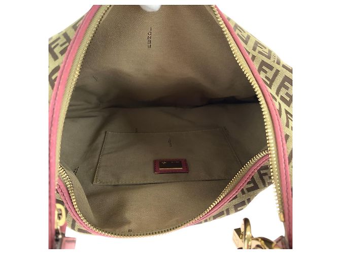 Fendi Zucchino Chef Hobo Canvas Schultertasche Braun - Ansicht 4