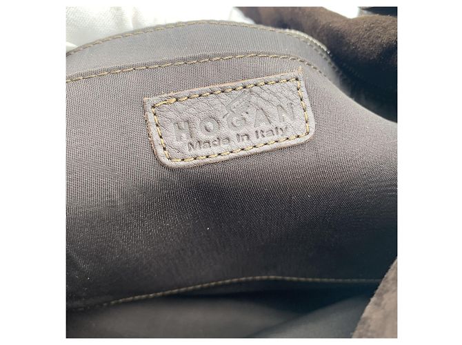 Hogan Sac à main en daim à paillettes marron et beige - vue 6