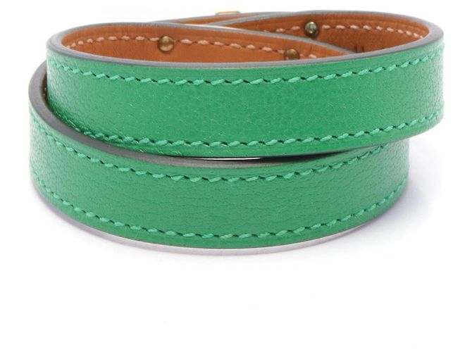 Hermès Bracciale Mini Kelly in bambù Hermes placcato oro Verde - vista 2