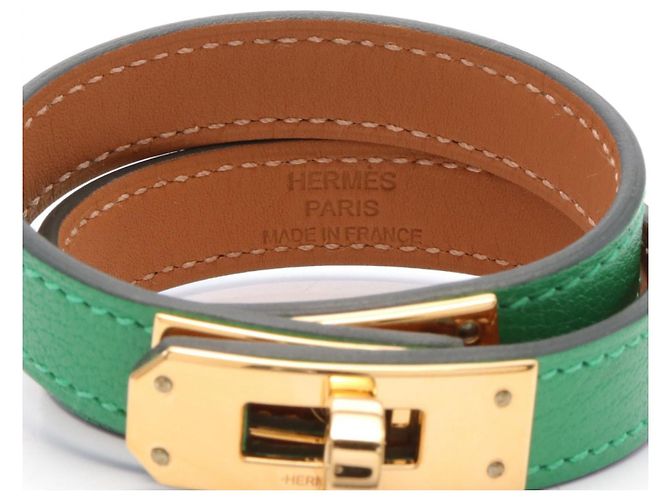 Hermès Bracciale Mini Kelly in bambù Hermes placcato oro Verde - vista 3
