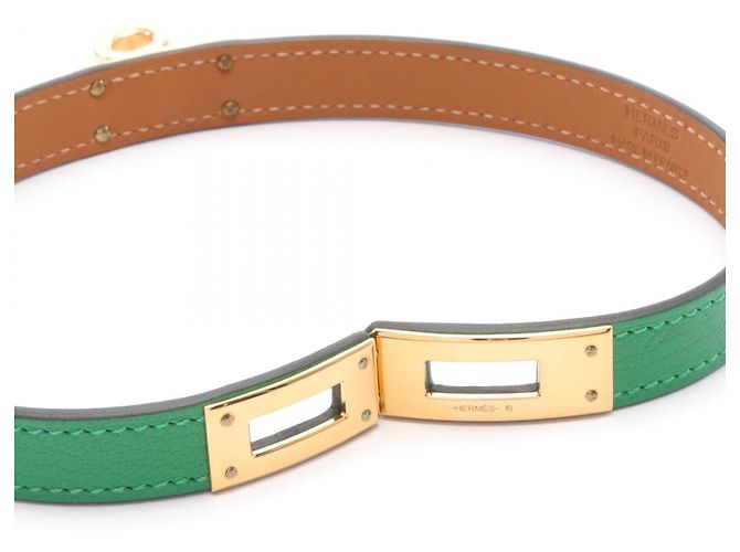 Hermès Bracciale Mini Kelly in bambù Hermes placcato oro Verde - vista 4