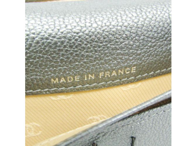 Portafoglio lungo in pelle per donne Chanel Coco Button Argento - vista 10