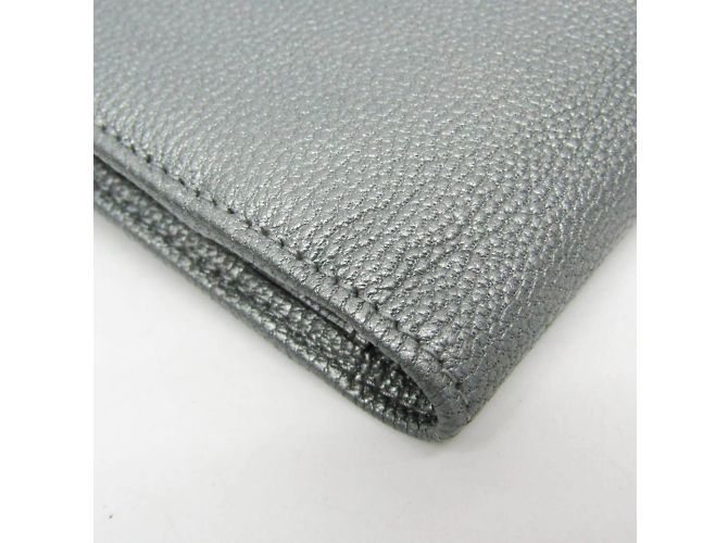 Portafoglio lungo in pelle per donne Chanel Coco Button Argento - vista 6