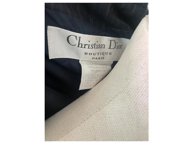 Chaqueta Christian Dior de lana azul marino con rayas marrones - vista 2