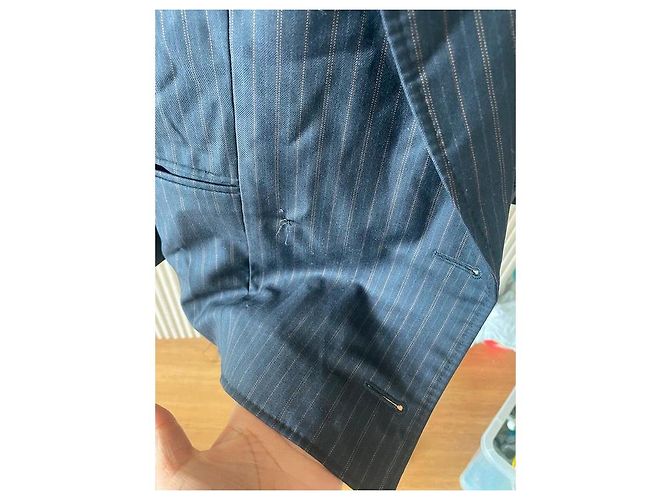 Chaqueta Christian Dior de lana azul marino con rayas marrones - vista 3