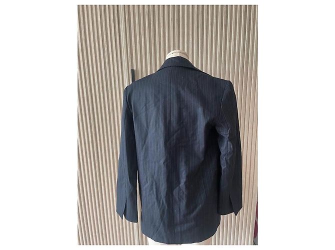 Chaqueta Christian Dior de lana azul marino con rayas marrones - vista 4