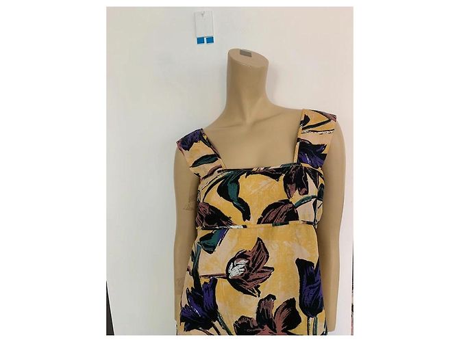 Vestido Marni con Estampado Floral de Algodón Rosa Amarillo Morado Morado oscuro - vista 2