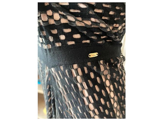 Escada Kleid mit 3/4 Ärmeln Schwarz und Beige Polyamid - Ansicht 2