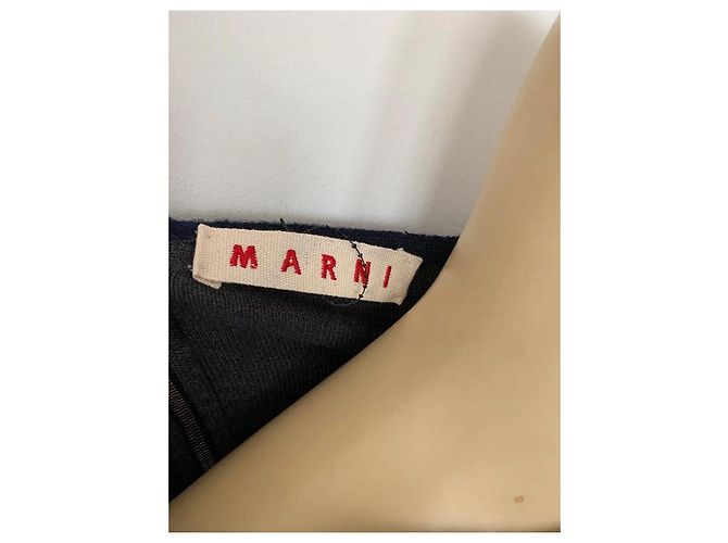 Marni Hahnentritt Kleid Graublau und Bronze Wolle Anthrazitgrau - Ansicht 3