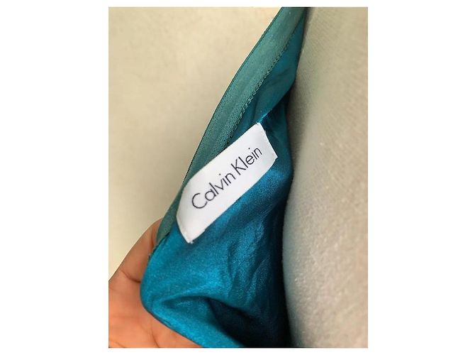 Vestido de seda Calvin Klein Batik Azul Bronce Marrón Marrón claro - vista 2