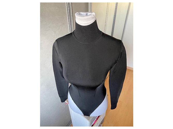 Body Alaïa Negro Estilo Neopreno Cuello Alto - vista 3