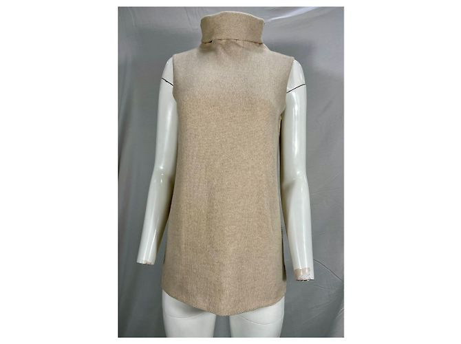 El suéter sin mangas de cachemira beige con cuello alto de The Row - vista 7