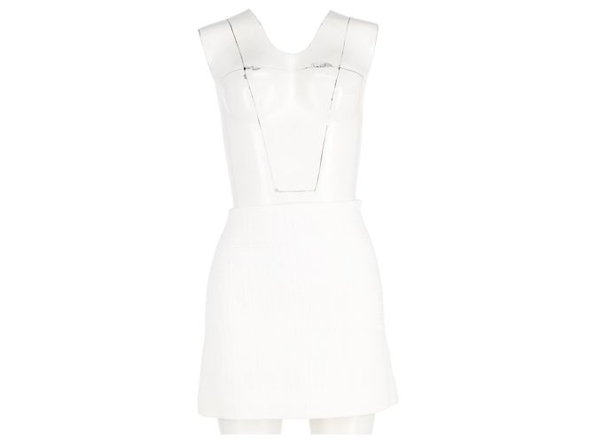 Falda mini de cintura alta Theory en tweed de algodón blanco - vista 4