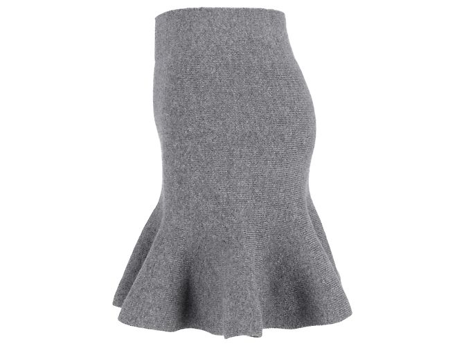 Falda trompeta mini de lana gris de cintura alta de Jil Sander - vista 2