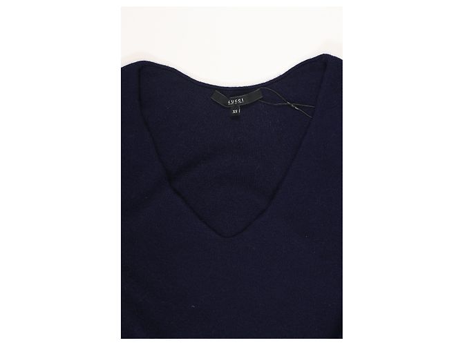 Gucci Strickpullover mit V-Ausschnitt aus marineblauer Wolle - Ansicht 10