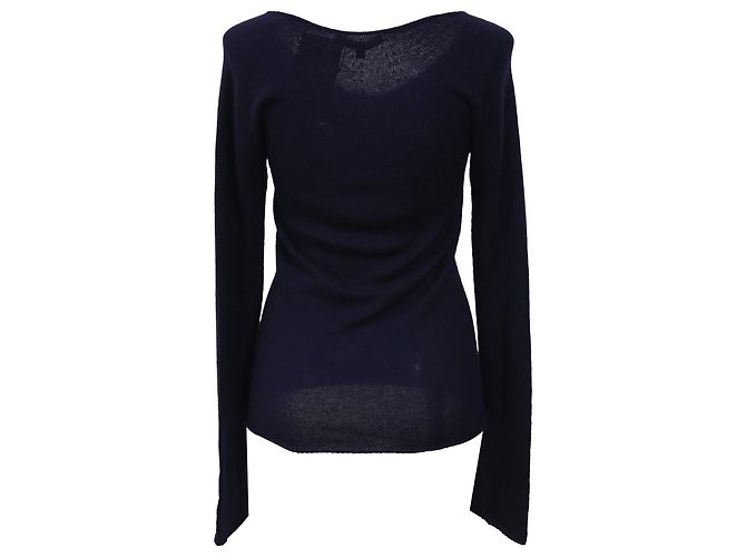 Gucci Strickpullover mit V-Ausschnitt aus marineblauer Wolle - Ansicht 3