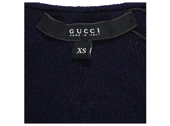 Gucci Strickpullover mit V-Ausschnitt aus marineblauer Wolle - Ansicht 4