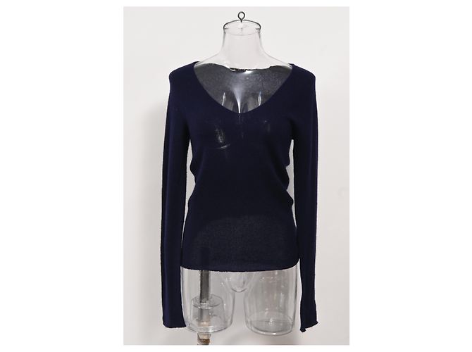 Gucci Strickpullover mit V-Ausschnitt aus marineblauer Wolle - Ansicht 6
