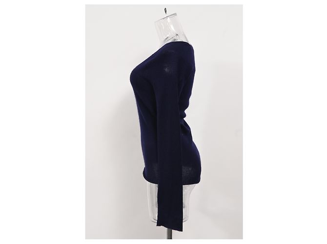 Gucci Strickpullover mit V-Ausschnitt aus marineblauer Wolle - Ansicht 7