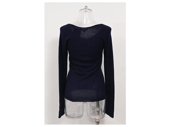 Gucci Strickpullover mit V-Ausschnitt aus marineblauer Wolle - Ansicht 8