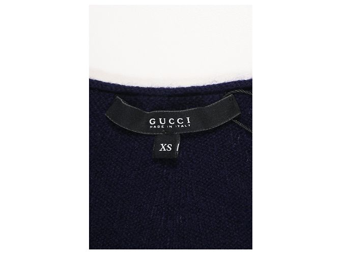 Gucci Strickpullover mit V-Ausschnitt aus marineblauer Wolle - Ansicht 9