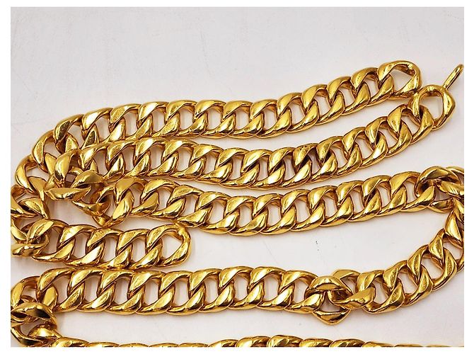 Chanel Vintage Chunky Doppel-Drapierte Parfümflasche Halskette Gürtel Gold hardware - Ansicht 12