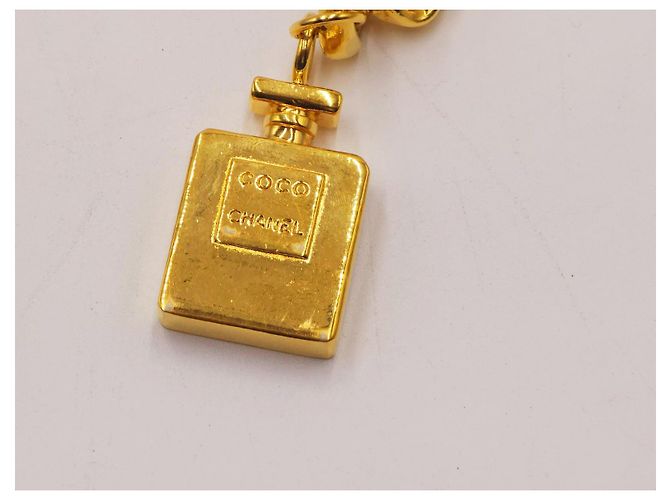 Chanel Vintage Chunky Doppel-Drapierte Parfümflasche Halskette Gürtel Gold hardware - Ansicht 13