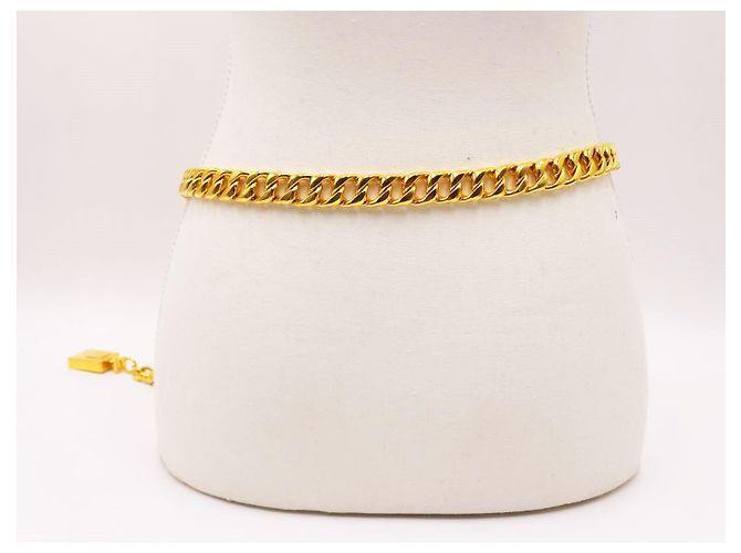 Chanel Vintage Chunky Doppel-Drapierte Parfümflasche Halskette Gürtel Gold hardware - Ansicht 7